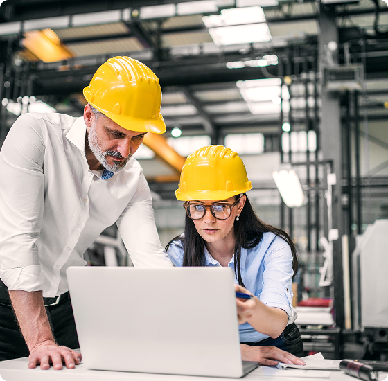 Engineer reviewing HVAC system specifications and installation plans.